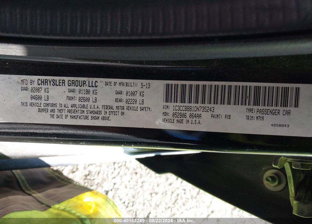 2013 CHRYSLER 200 TOURING VIN: 1C3CCBBB1DN735243