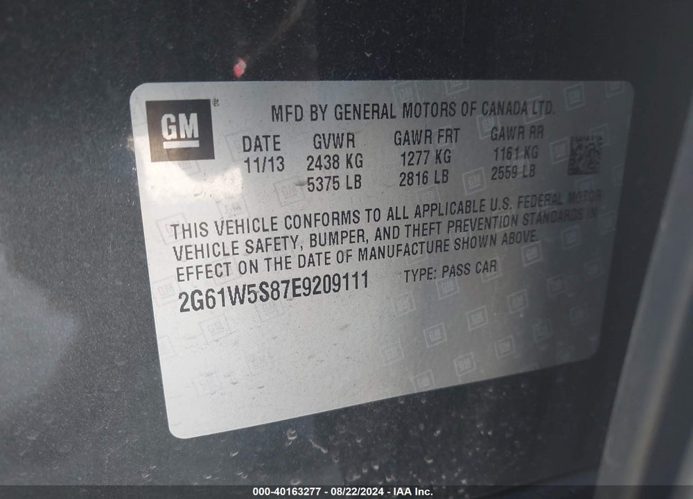 2014 CADILLAC XTS VSPORT PLATINUM VIN: 2G61W5S87E9209111