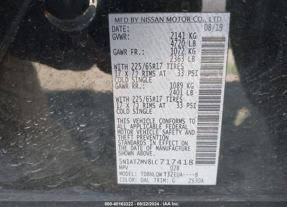 2020 NISSAN ROGUE VIN: 5N1AT2MV8LC717418