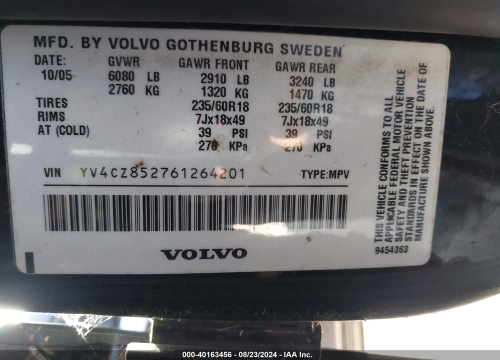 2006 VOLVO XC90 V8/ OCEAN RACE EDITION VIN: YV4CZ852761264201