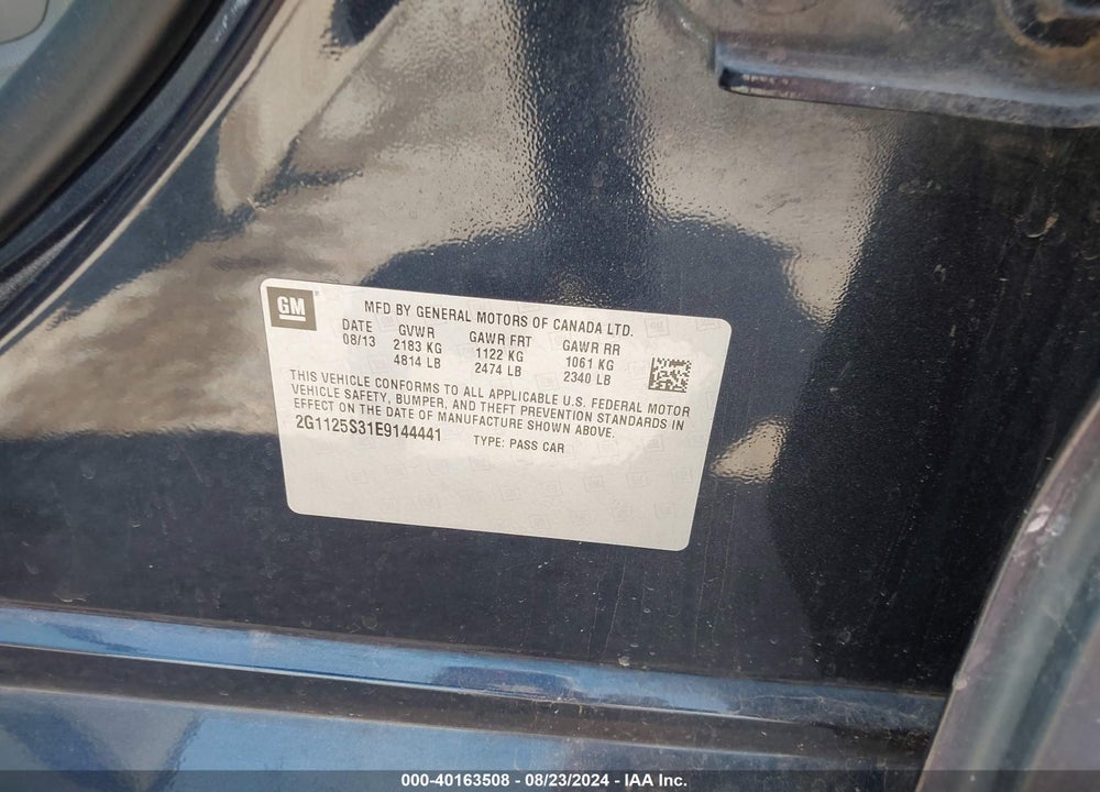 2014 CHEVROLET IMPALA 2LT VIN: 2G1125S31E9144441