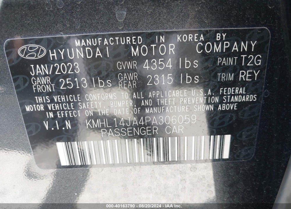 2023 HYUNDAI SONATA SEL VIN: KMHL14JA4PA306059