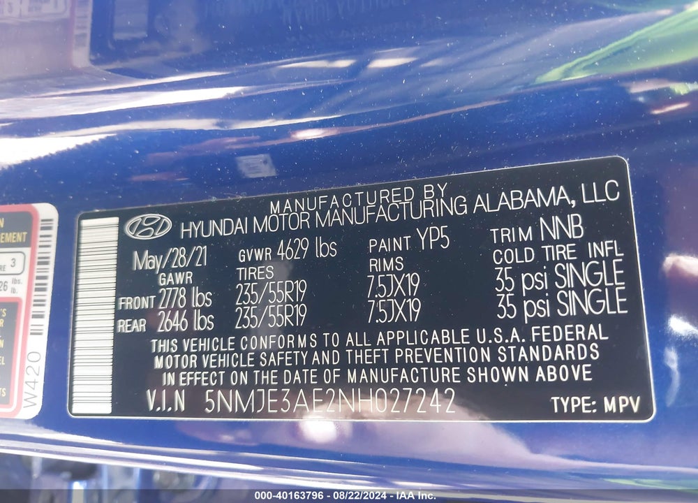 2022 HYUNDAI TUCSON LIMITED VIN: 5NMJE3AE2NH027242