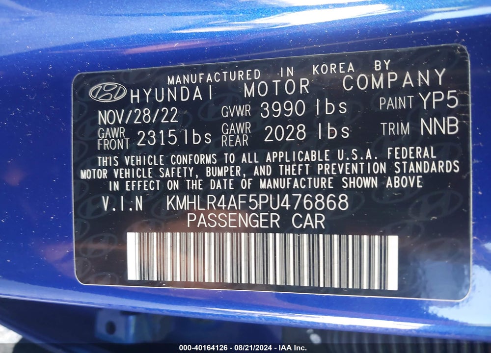 2023 HYUNDAI ELANTRA N LINE VIN: KMHLR4AF5PU476868