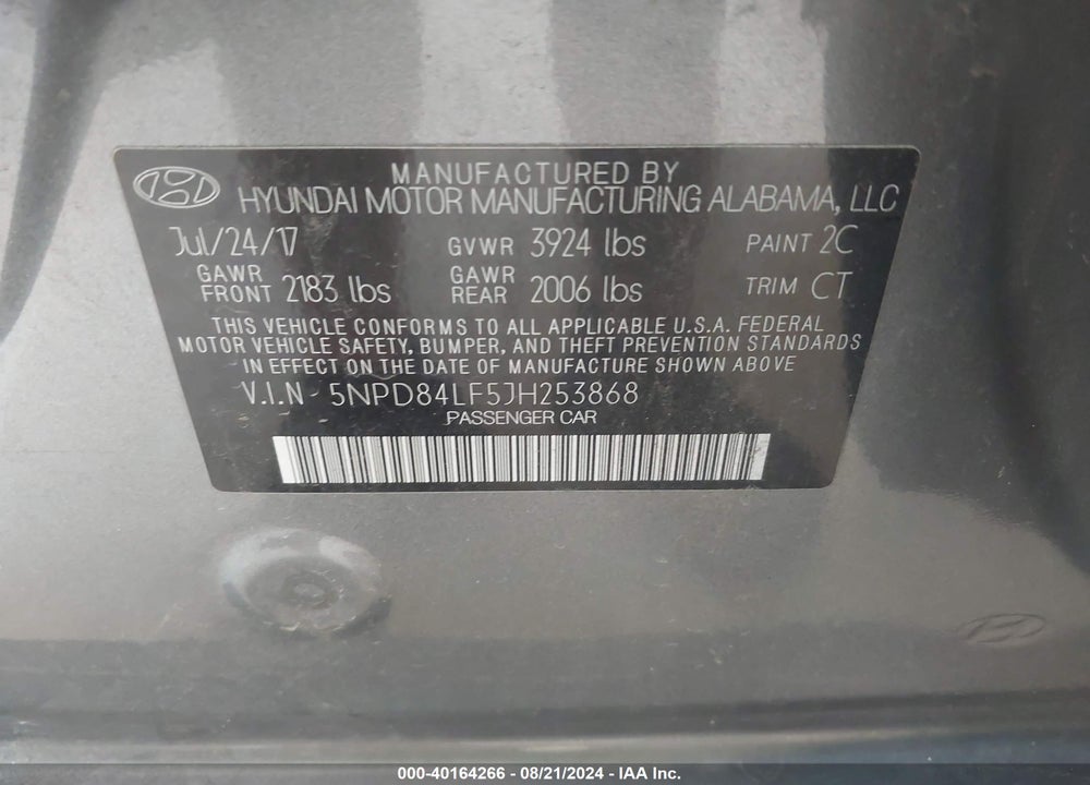 2018 HYUNDAI ELANTRA VALUE EDITION VIN: 5NPD84LF5JH253868