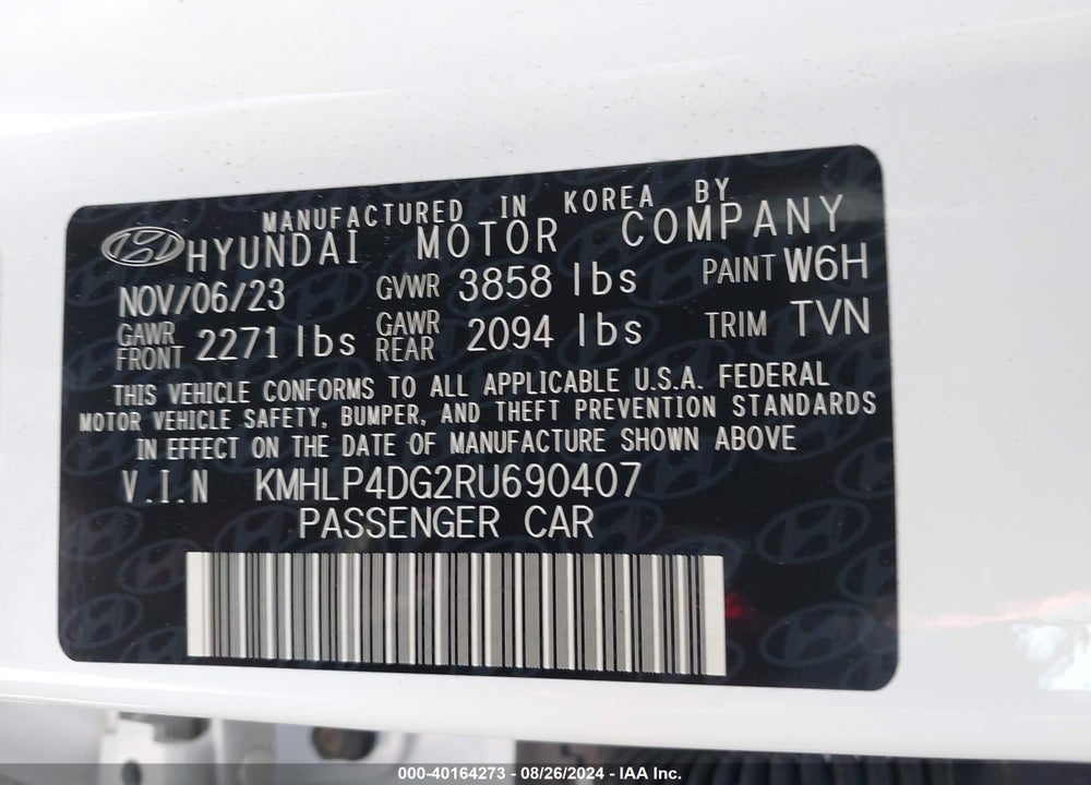 2024 HYUNDAI ELANTRA LIMITED VIN: KMHLP4DG2RU690407