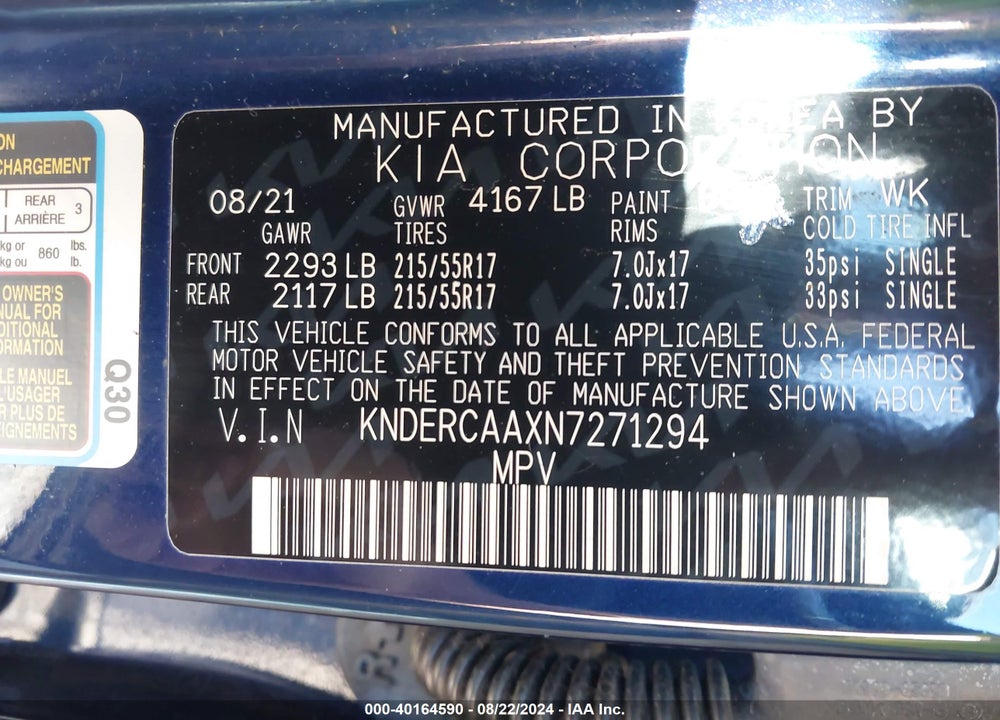 2022 KIA SELTOS EX VIN: KNDERCAAXN7271294