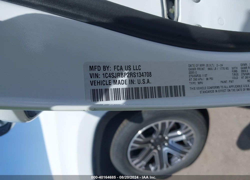 2024 JEEP WAGONEER L SERIES II 4X2 VIN: 1C4SJRBP2RS134708