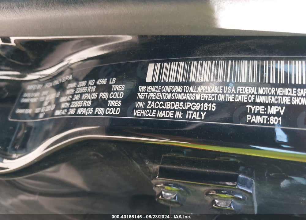 2018 JEEP RENEGADE LIMITED 4X4 VIN: ZACCJBDB5JPG91815