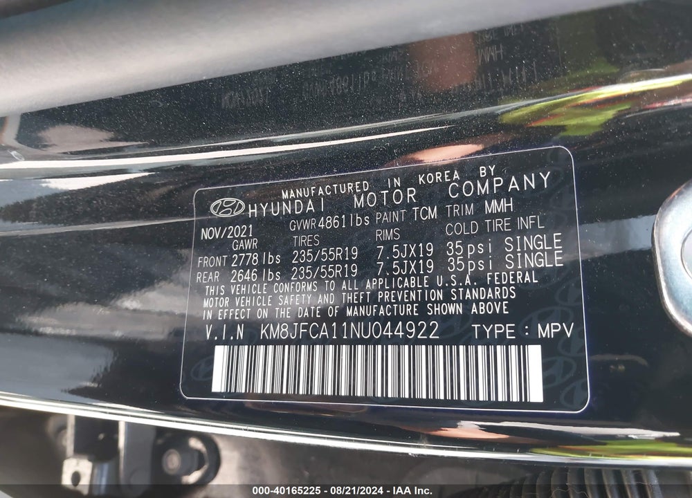 2022 HYUNDAI TUCSON HYBRID SEL CONVENIENCE VIN: KM8JFCA11NU044922
