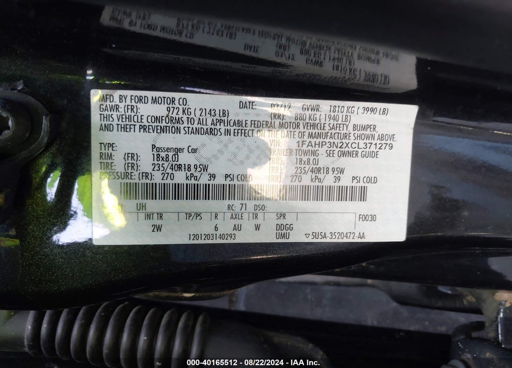 2012 FORD FOCUS TITANIUM VIN: 1FAHP3N2XCL371279