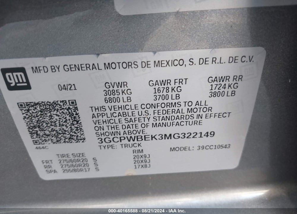 2021 CHEVROLET SILVERADO 1500 2WD SHORT BED CUSTOM VIN: 3GCPWBEK3MG322149