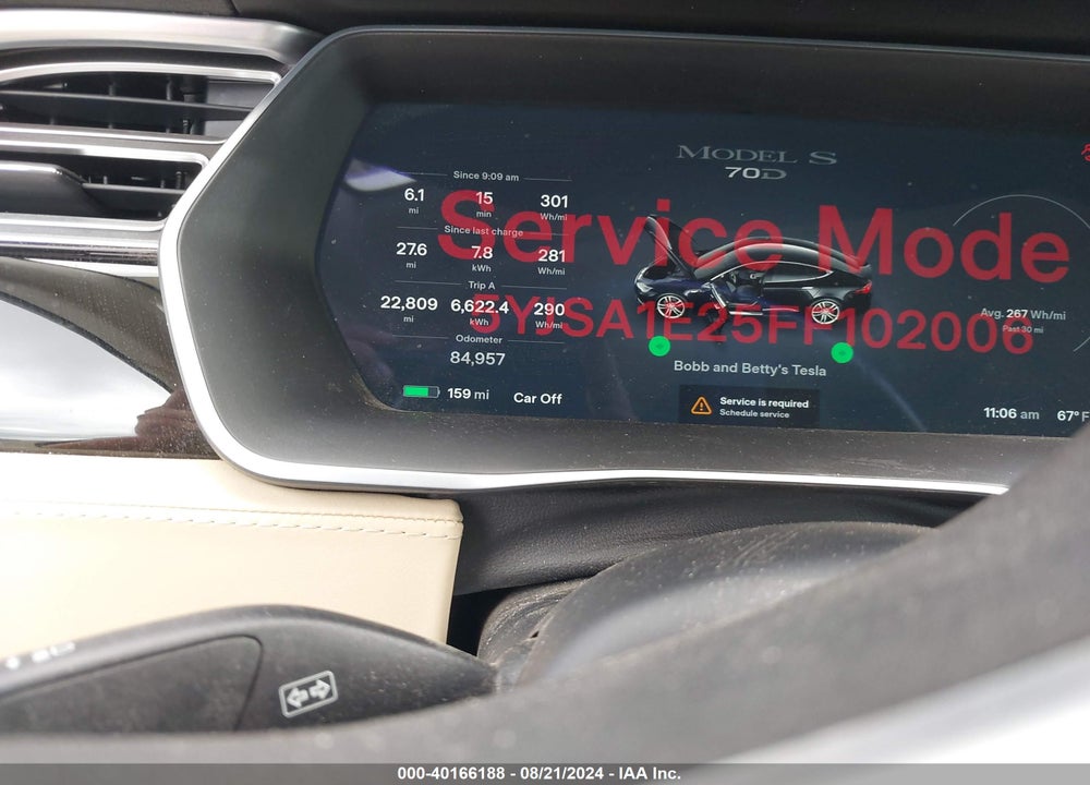 2015 TESLA MODEL S 70D/85D/P85D VIN: 5YJSA1E25FF102006