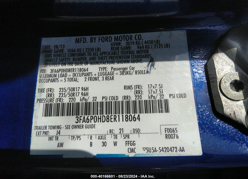 2014 FORD FUSION SE VIN: 3FA6P0HD8ER118064
