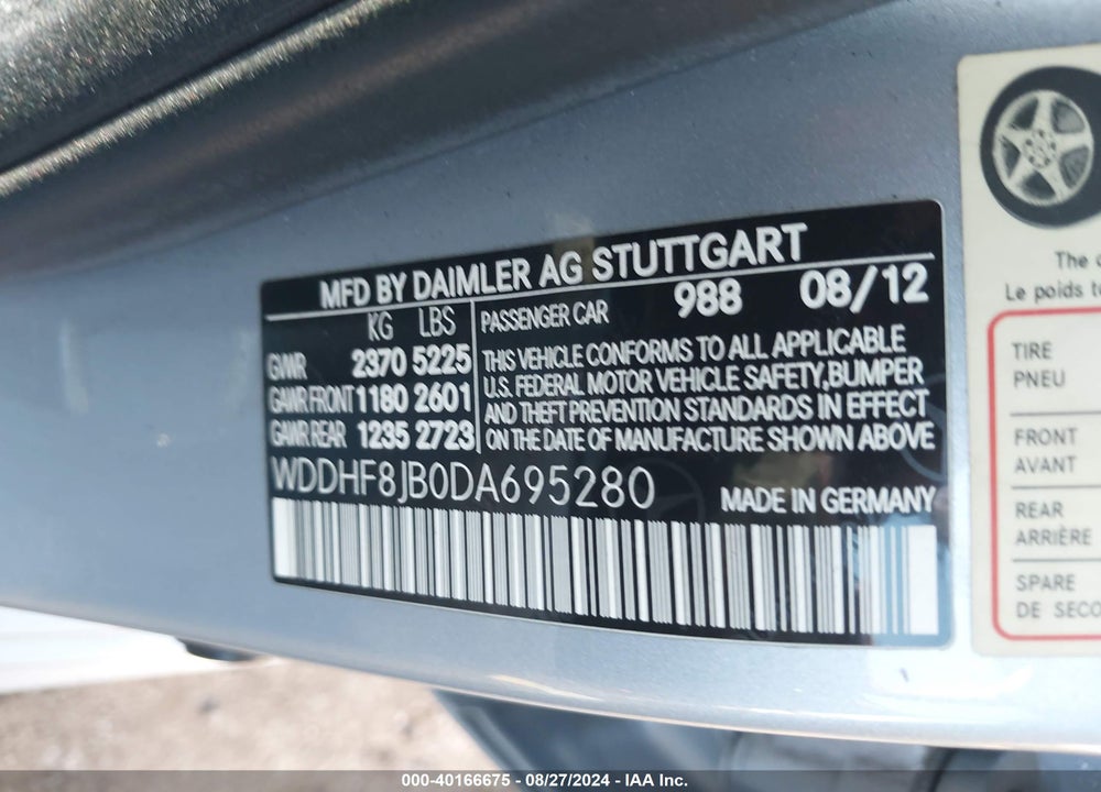 2013 MERCEDES-BENZ E 350 4MATIC VIN: WDDHF8JB0DA695280