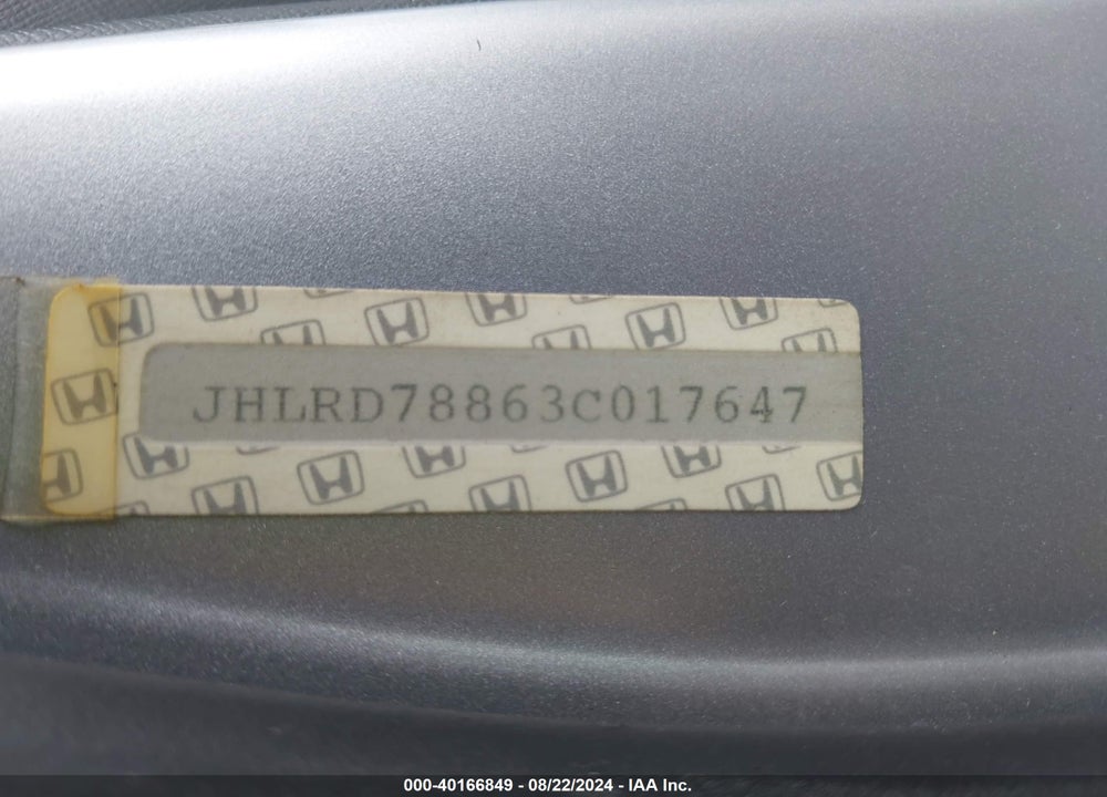2003 HONDA CR-V EX VIN: JHLRD78863C017647