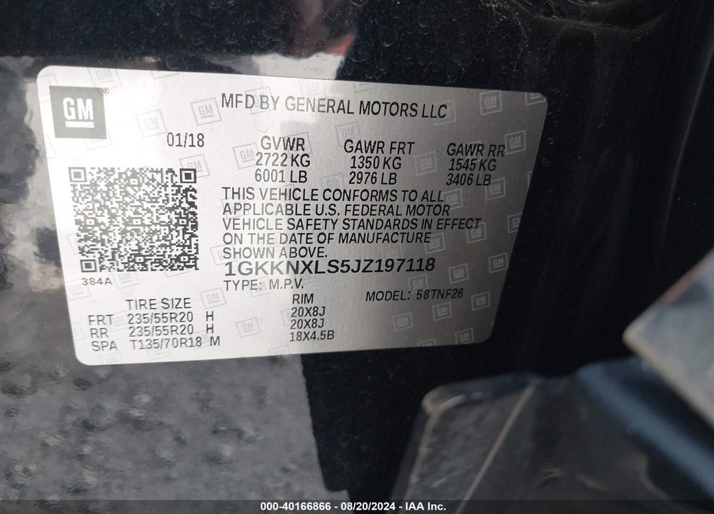 2018 GMC ACADIA DENALI VIN: 1GKKNXLS5JZ197118