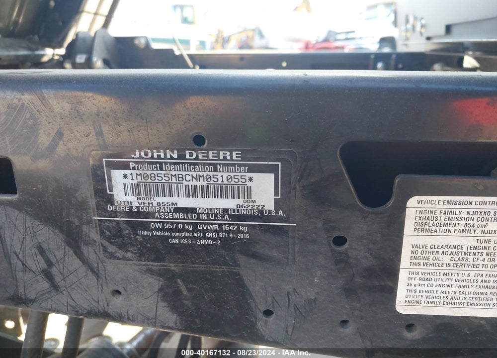 2022 OTHER XUV 855M S4 VIN: 1M0855MBCNM051055