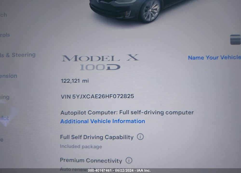 2017 TESLA MODEL X 100D/75D/90D VIN: 5YJXCAE26HF072825