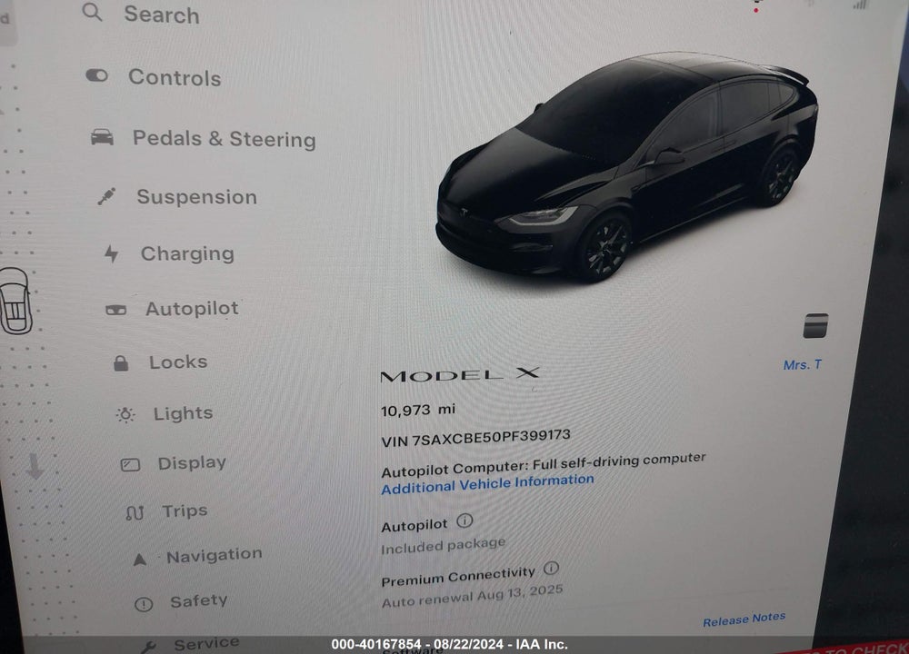 2023 TESLA MODEL X VIN: 7SAXCBE50PF399173