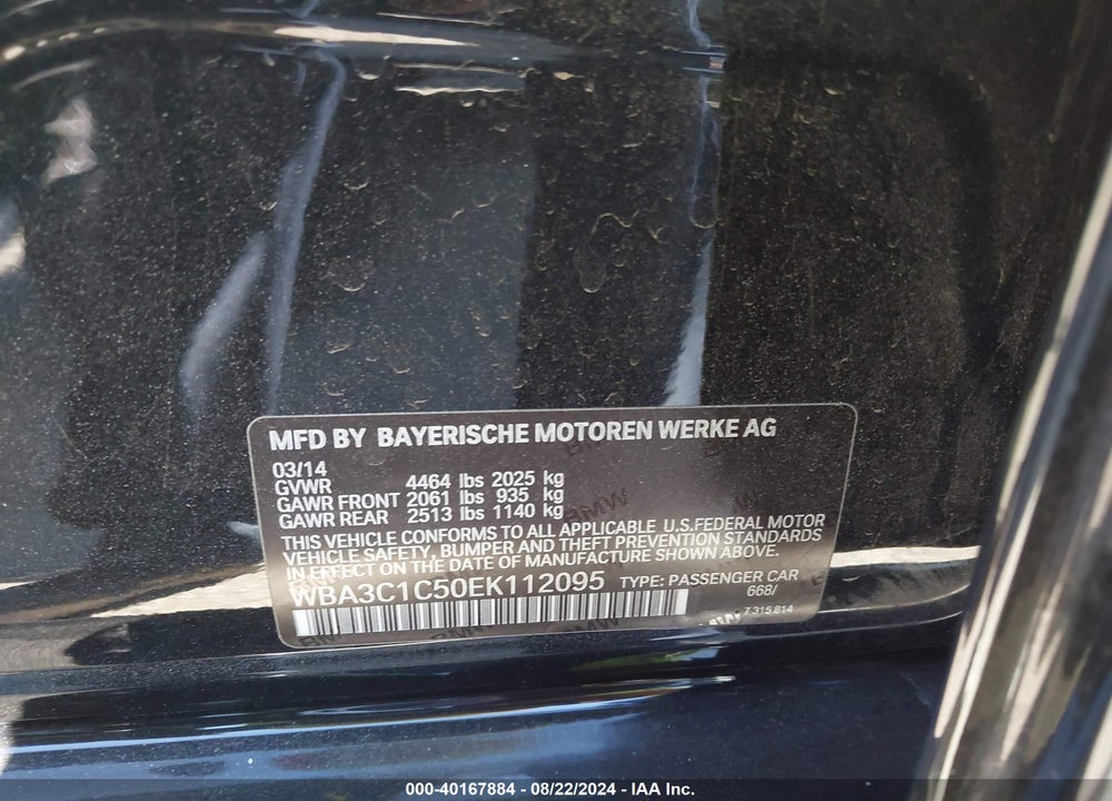 2014 BMW 328I VIN: WBA3C1C50EK112095