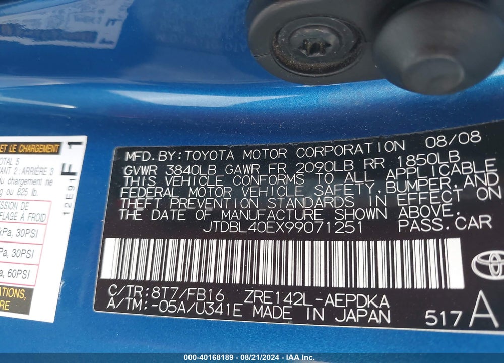 2009 TOYOTA COROLLA LE VIN: JTDBL40EX99071251