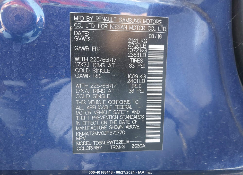 2018 NISSAN ROGUE S VIN: KNMAT2MV0JP571770