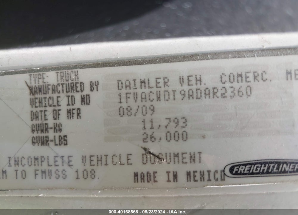 2010 FREIGHTLINER M2 106 MEDIUM DUTY VIN: 1FVACWDT9ADAR2360