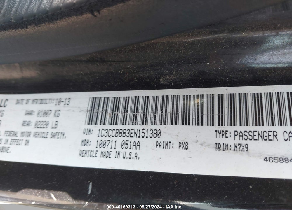 2014 CHRYSLER 200 TOURING VIN: 1C3CCBBB3EN151380