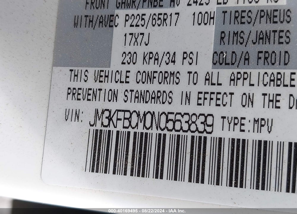 2022 MAZDA CX-5 2.5 S PREFERRED VIN: JM3KFBCM0N0563839