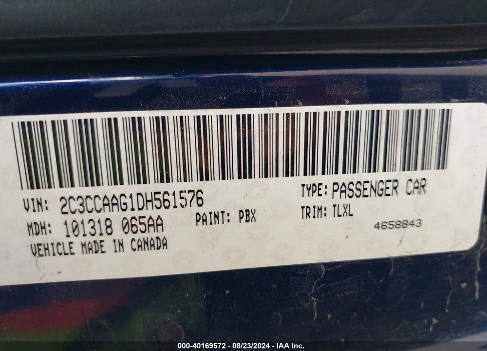 2013 CHRYSLER 300 MOTOWN VIN: 2C3CCAAG1DH561576