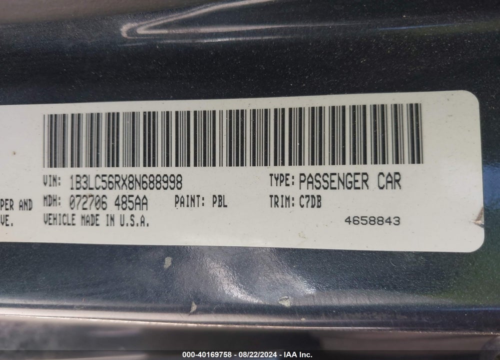 2008 DODGE AVENGER SXT VIN: 1B3LC56RX8N688998