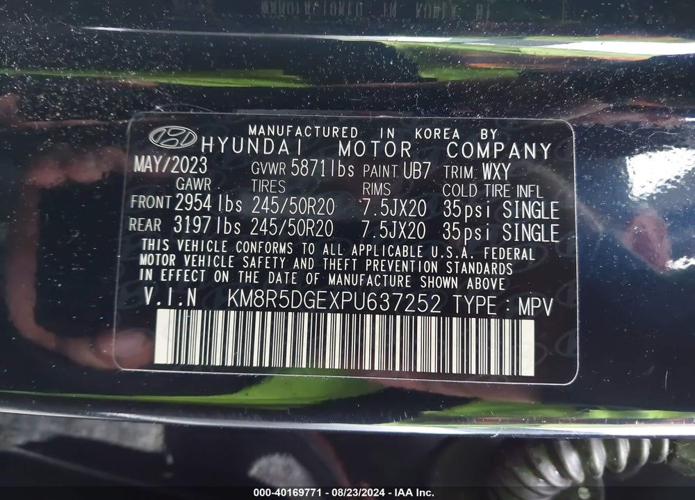 2023 HYUNDAI PALISADE LIMITED VIN: KM8R5DGEXPU637252