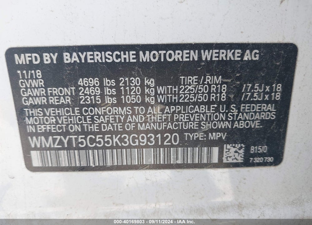 2019 MINI COUNTRYMAN COOPER S VIN: WMZYT5C55K3G93120