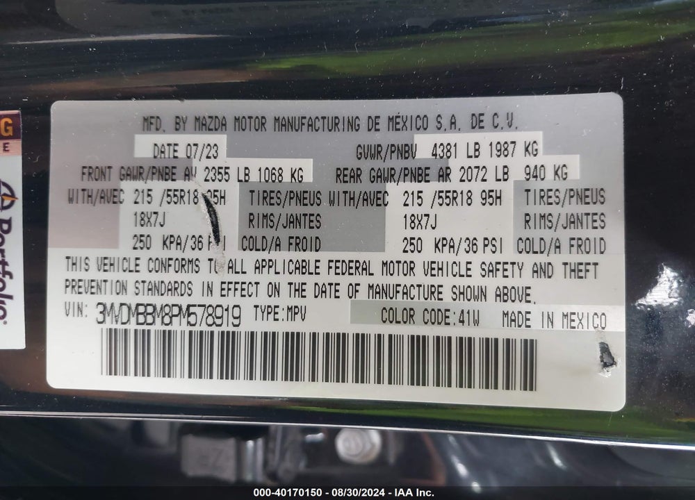2023 MAZDA CX-30 2.5 S SELECT VIN: 3MVDMBBM8PM578919