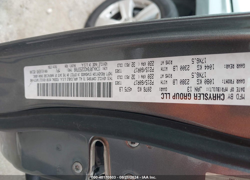 2013 JEEP PATRIOT LATITUDE VIN: 1C4NJRFB4DD253708