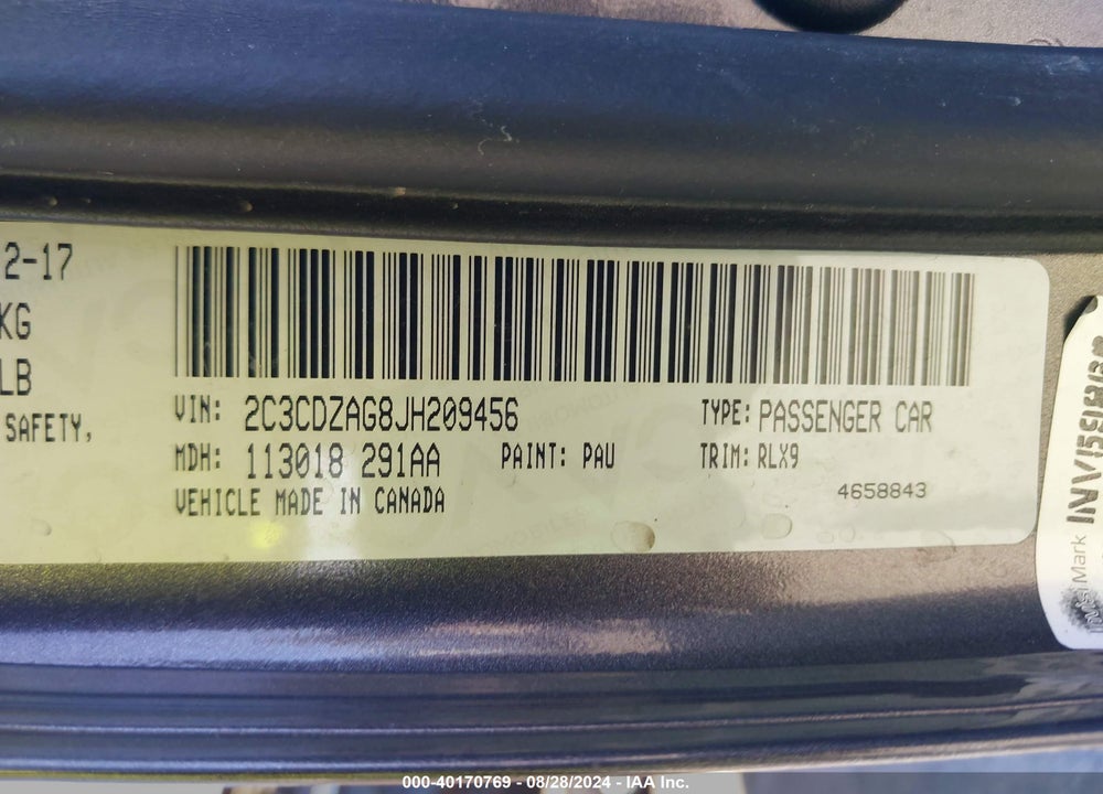 2018 DODGE CHALLENGER SXT PLUS VIN: 2C3CDZAG8JH209456