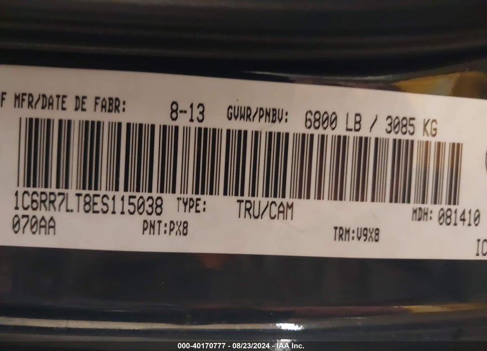 2014 RAM 1500 SLT VIN: 1C6RR7LT8ES115038