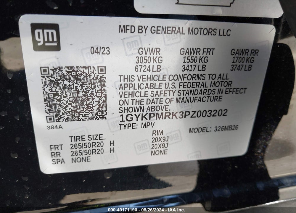 2023 CADILLAC LYRIQ RWD LUXURY VIN: 1GYKPMRK3PZ003202
