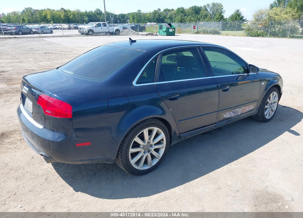 2008 AUDI A4 2.0T VIN: WAUDF78E98A046180
