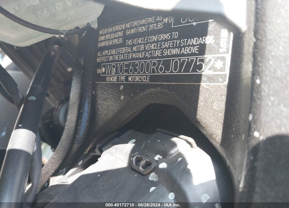2024 BMW S 1000 RR VIN: WB10E6300R6J07752
