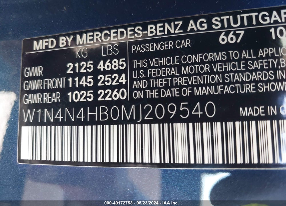 2021 MERCEDES-BENZ GLA 250 4MATIC VIN: W1N4N4HB0MJ209540