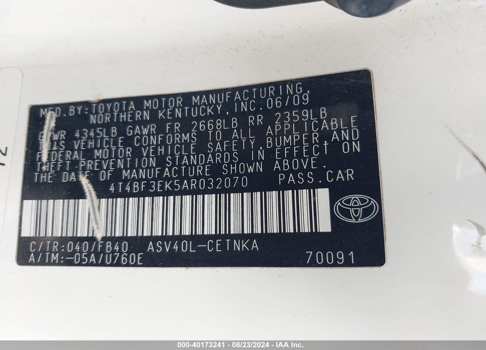 2010 TOYOTA CAMRY LE VIN: 4T4BF3EK5AR032070