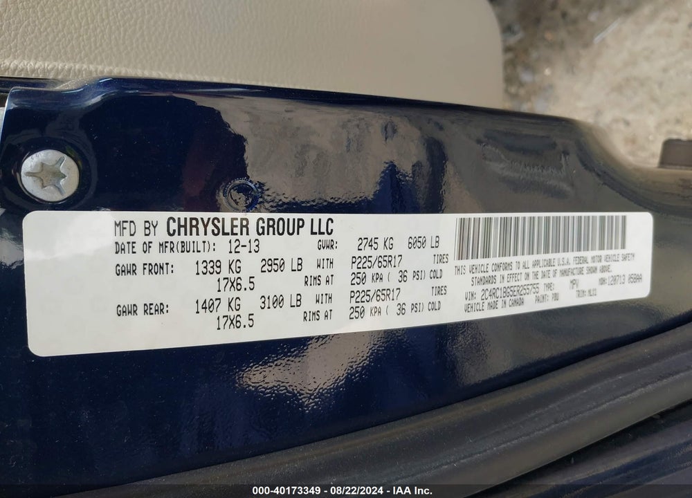 2014 CHRYSLER TOWN & COUNTRY TOURING VIN: 2C4RC1BG5ER255755