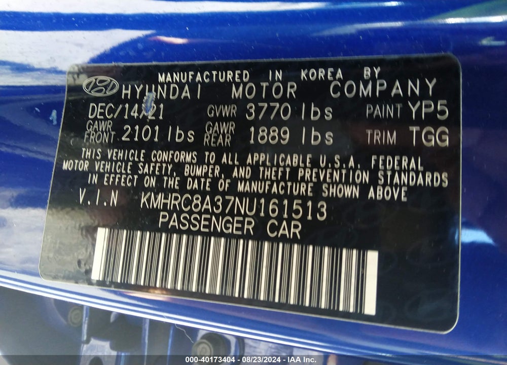 2022 HYUNDAI VENUE SEL VIN: KMHRC8A37NU161513