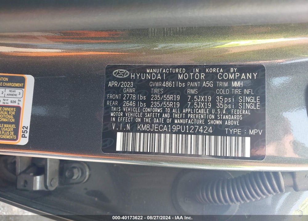2023 HYUNDAI TUCSON HYBRID LIMITED VIN: KM8JECA19PU127424