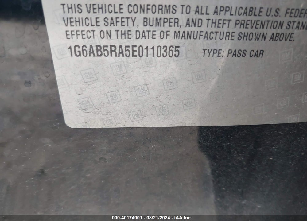 2014 CADILLAC ATS LUXURY VIN: 1G6AB5RA5E0110365