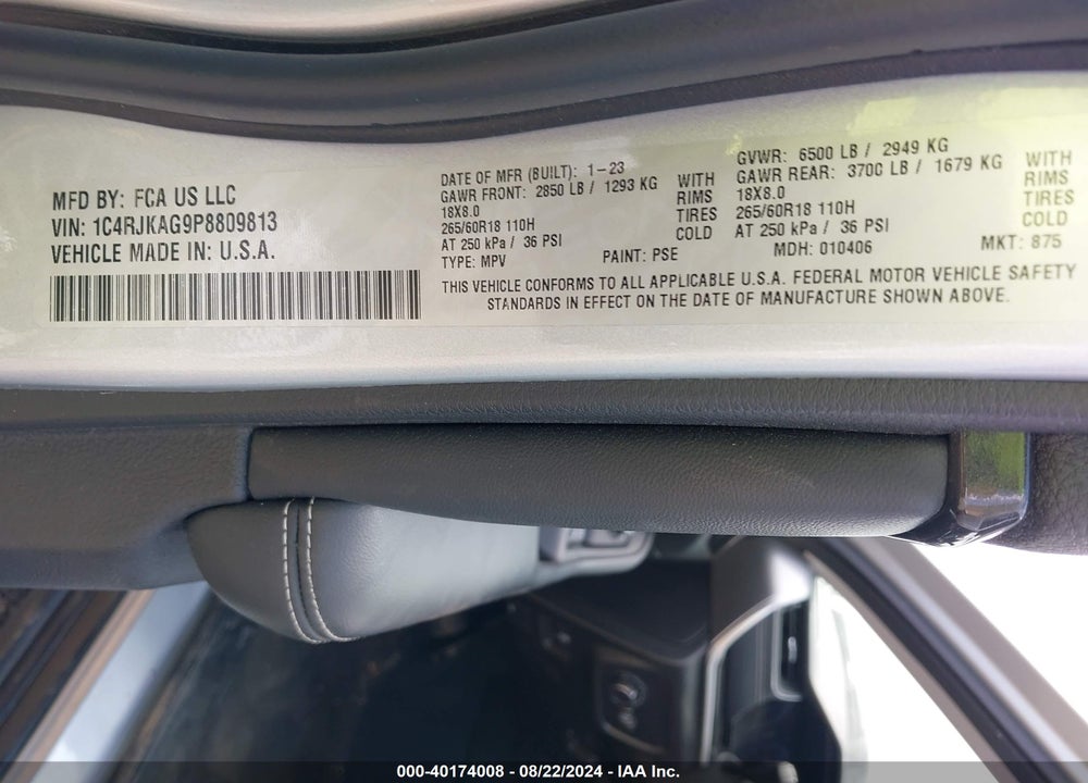 2023 JEEP GRAND CHEROKEE L LAREDO 4X4 VIN: 1C4RJKAG9P8809813