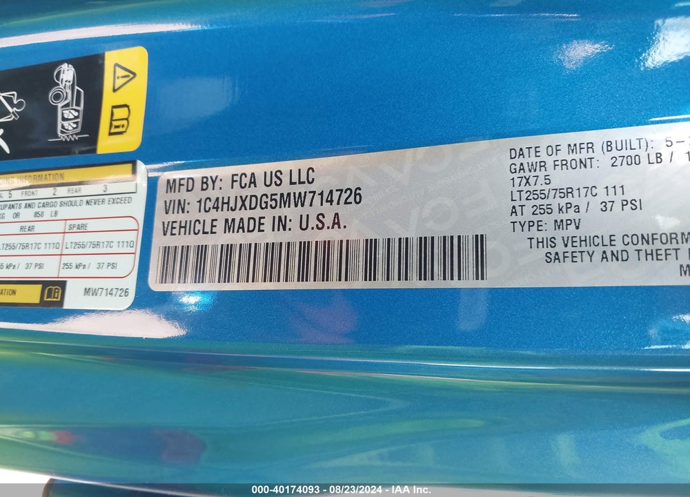 2021 JEEP WRANGLER UNLIMITED WILLYS 4X4 VIN: 1C4HJXDG5MW714726