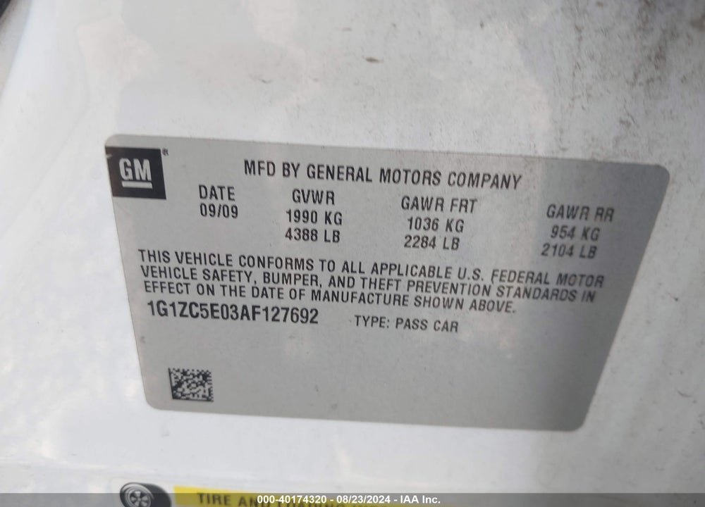 2010 CHEVROLET MALIBU LT VIN: 1G1ZC5E03AF127692